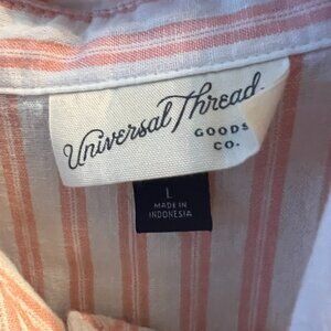 Universal Thread Pink and White Striped Button-Down - Size Large Casual